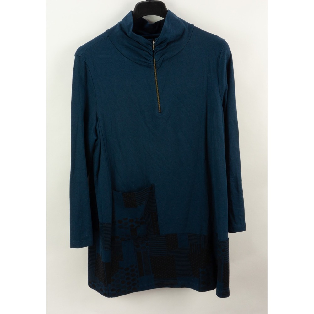 New Chalet et ceci Ramona Top Half Zip High Neck Gathered Pullover Women's XL